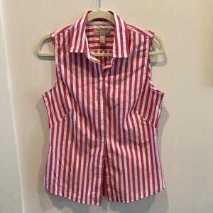 Banana Republic pink and White Striped Sleeveless Shirt